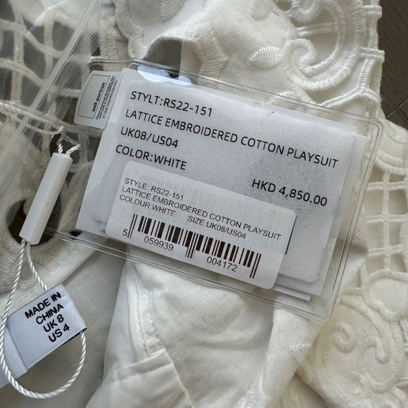 Self Portrait Lattice Embroidered White Playsuit Romper US 4 Bridal Wedding - Picture 9 of 13